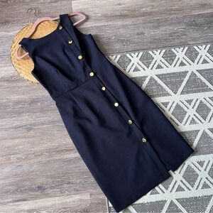 Nwt Harper Rose‎ Navy Button detail sheath dress sleeveless work wear size 6